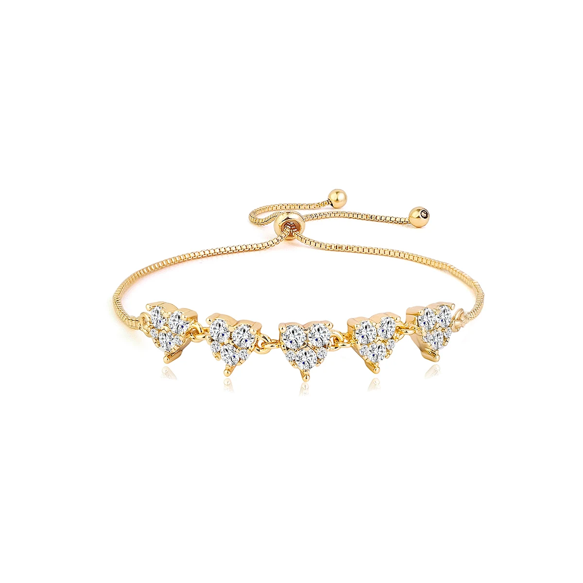 Micro-zirconia Temperament Hand Jewelry Women Niche Design Adjustable Pull-out Love Heart Charm Bracelet made by BlueOne Jewelry