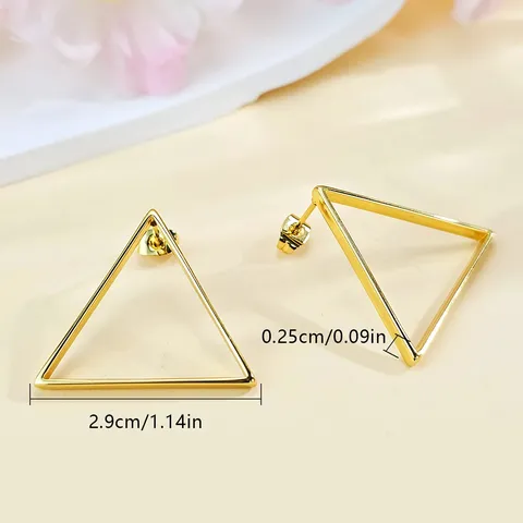 Minimalist Cool-tone Earrings for Women Versatile Geometric Triangle Earrings Ultra-simple Style - view 3