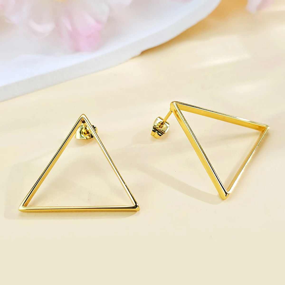 Minimalist Cool-tone Earrings for Women Versatile Geometric Triangle Earrings Ultra-simple Style made by BlueOne Jewelry