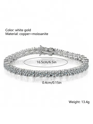 Moissanite Diamond Bracelet Full-diamond Tennis Chain Minimalist Luxury Birthday Gift - view 3
