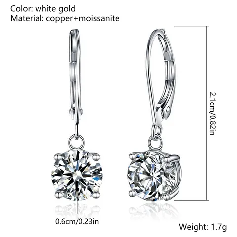 Moissanite Earrings Four-prong Diamond Stud Earrings Classic Fashion Earrings - view 3