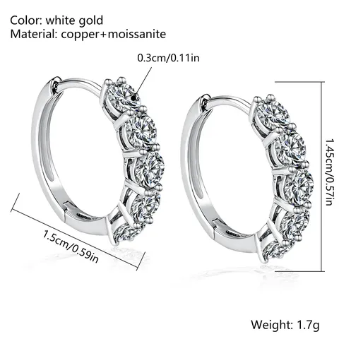 Moissanite Hoop Stud Earrings Seller Earring Accessories - view 3