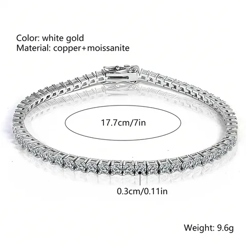 Mossanite Diamond Bracelet Instagram-worthy Niche Design Full-diamond Tennis Chain Minimalist Luxury - view 3