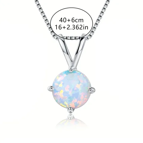 Necklace Female Inlaid Opal Pendant Japan and South Korea Fashion Simple - view 3