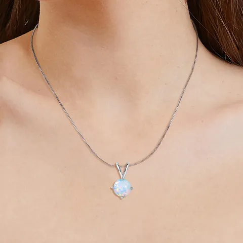 Necklace Female Inlaid Opal Pendant Japan and South Korea Fashion Simple - view 2