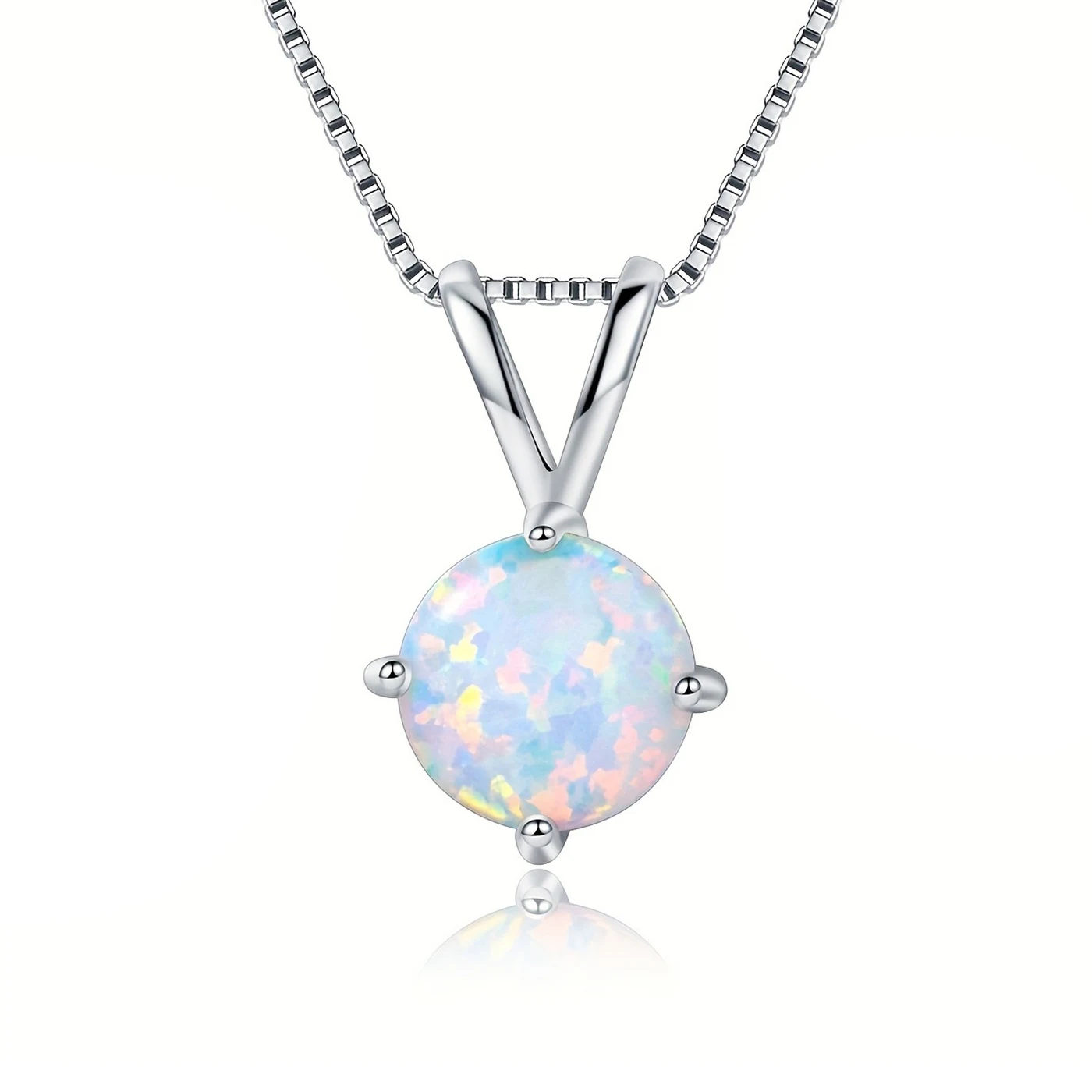 Necklace Female Inlaid Opal Pendant Japan and South Korea Fashion Simple made by BlueOne Jewelry