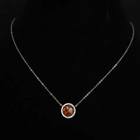Necklace Opal Women’s Simple Round Bag Pendant Chain Live - view 2