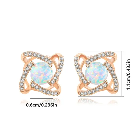 Light Luxury Temperament Diamond Set Earrings Delicate Wind Ins Rose Gold - view 3