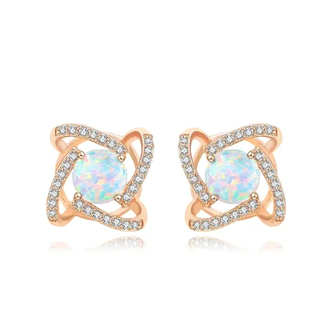 Light Luxury Temperament Diamond Set Earrings Delicate Wind Ins Rose Gold - Plated Brass jewelry made by BlueOne Jewelry