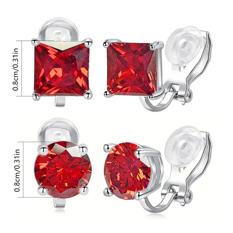 Red Zirconia Earrings Senior Light Luxury High Quality Earrings Ear Jewelry - view 3