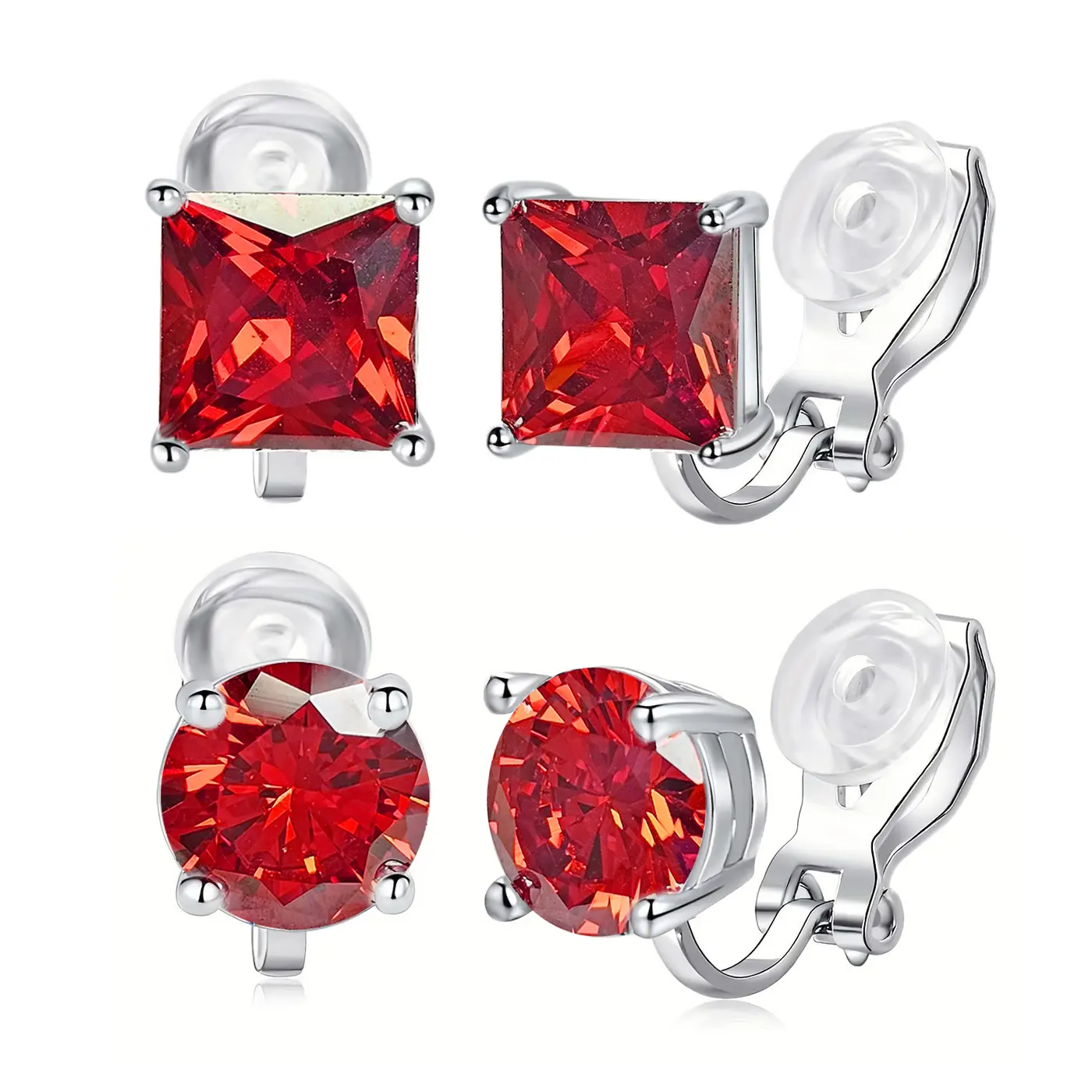 Red Zirconia Earrings Senior Light Luxury High Quality Earrings Ear Jewelry made by BlueOne Jewelry