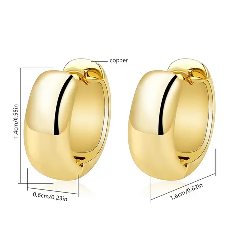 : Elegant Glossy Geometric U-shaped Ear Cuff with Circular Hoop – Hoop Earrings - view 3