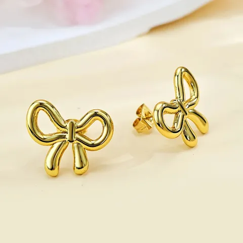 Fashionable Elegant Versatile Sweet Runaway Princess Bow Stud Earrings Fashionable Elegant - Plated Brass jewelry made by BlueOne Jewelry