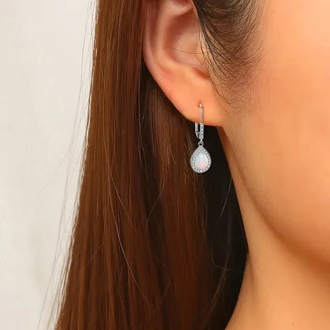 Opal Stud Earrings European & American Style Creative Teardrop Pear-shaped Earrings - view 2