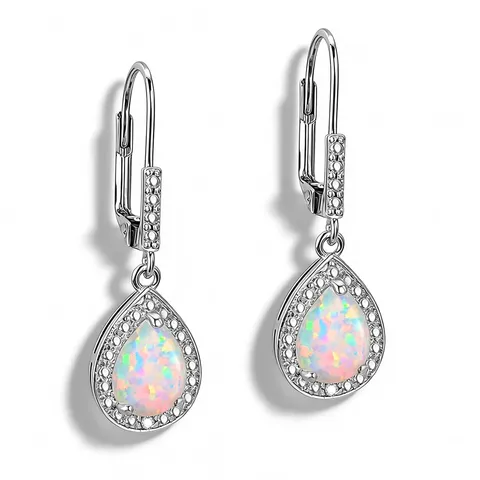Opal Stud Earrings European & American Style Creative Teardrop Pear-shaped Earrings - Plated Brass jewelry made by BlueOne Jewelry