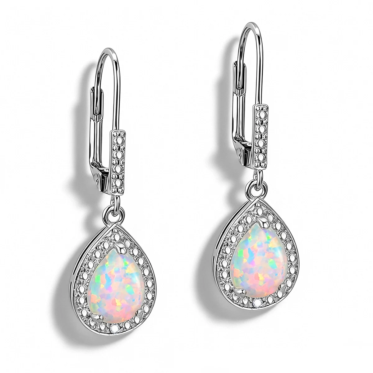 Opal Stud Earrings European & American Style Creative Teardrop Pear-shaped Earrings made by BlueOne Jewelry