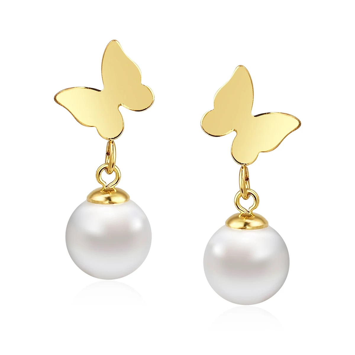 Chinese Style Butterfly Pearl Pendant Earrings made by BlueOne Jewelry
