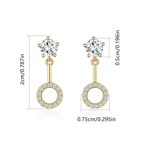 Copper Plated Real Gold Zirconia Earrings - view 3
