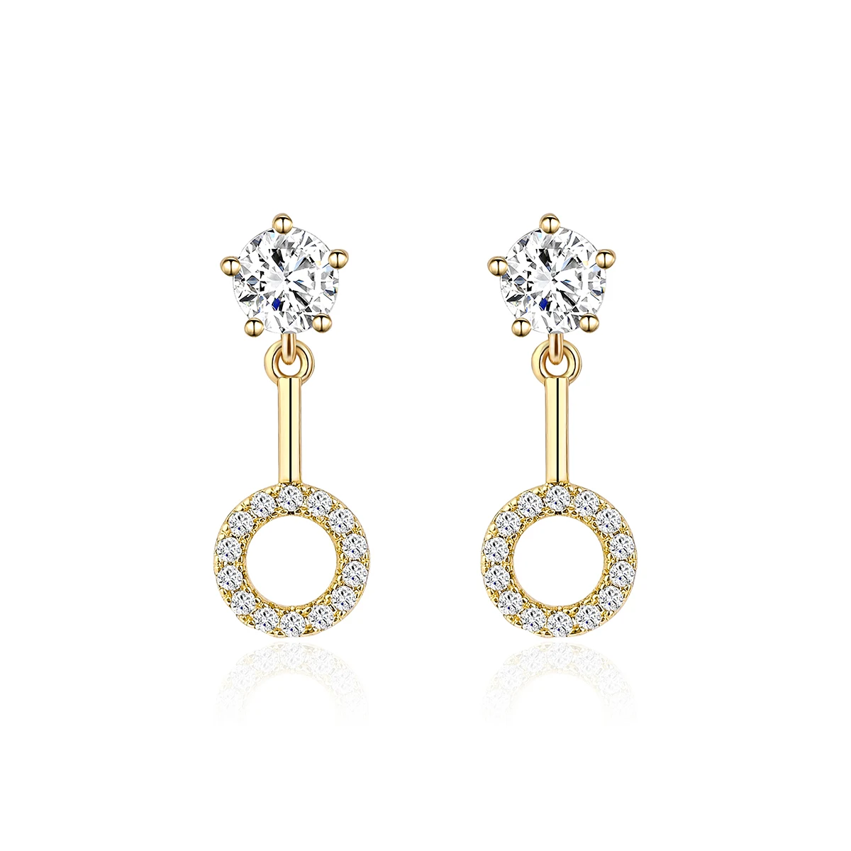 Copper Plated Real Gold Zirconia Earrings made by BlueOne Jewelry