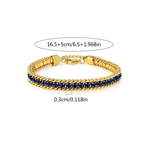 Cubic Zirconia Models Stainless Steel Colored Diamonds Zirconia Do Not Lose Color with Charm Bracelet - view 3