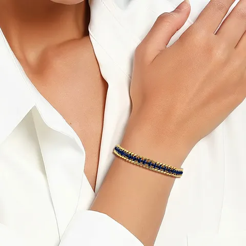 Cubic Zirconia Models Stainless Steel Colored Diamonds Zirconia Do Not Lose Color with Charm Bracelet - view 2