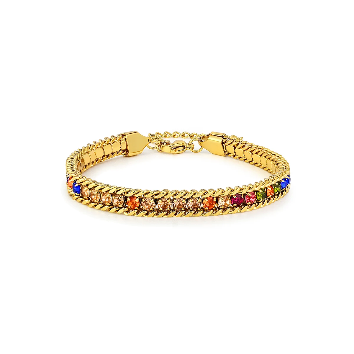 Minimalist Models Stainless Steel Colored Diamonds Zirconia Do Not Lose Color with Charm Bracelet made by BlueOne Jewelry