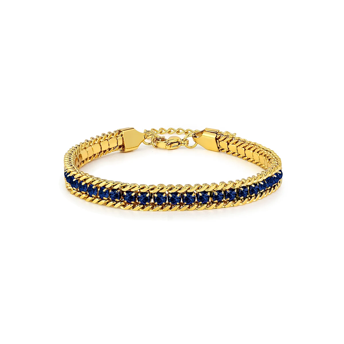 Cubic Zirconia Models Stainless Steel Colored Diamonds Zirconia Do Not Lose Color with Charm Bracelet made by BlueOne Jewelry