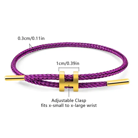 I-shaped Buckle Steel Wire Rope Bracelet Stainless Steel 3D Hard Gold - view 3