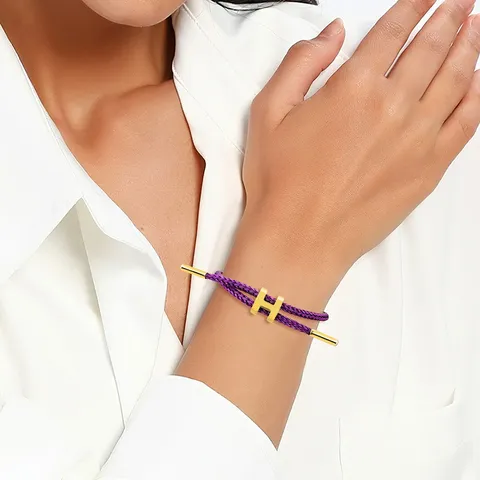 I-shaped Buckle Steel Wire Rope Bracelet Stainless Steel 3D Hard Gold - view 2
