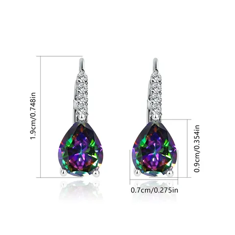 Droplet Pear-shaped Ear Hooks Fashion Color Zirconia Earrings Temperament Celebrity Hundred - view 3