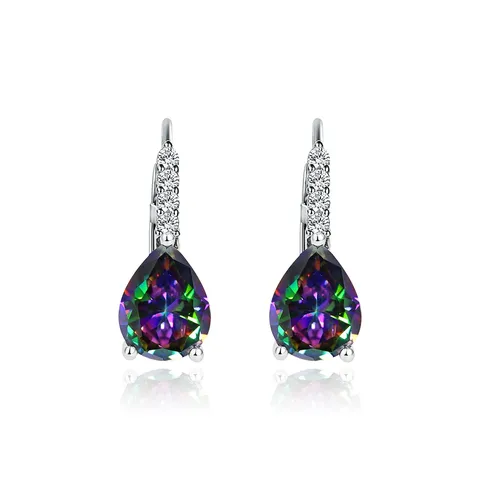 Droplet Pear-shaped Ear Hooks Fashion Color Zirconia Earrings Temperament Celebrity Hundred - Plated Brass jewelry made by BlueOne Jewelry