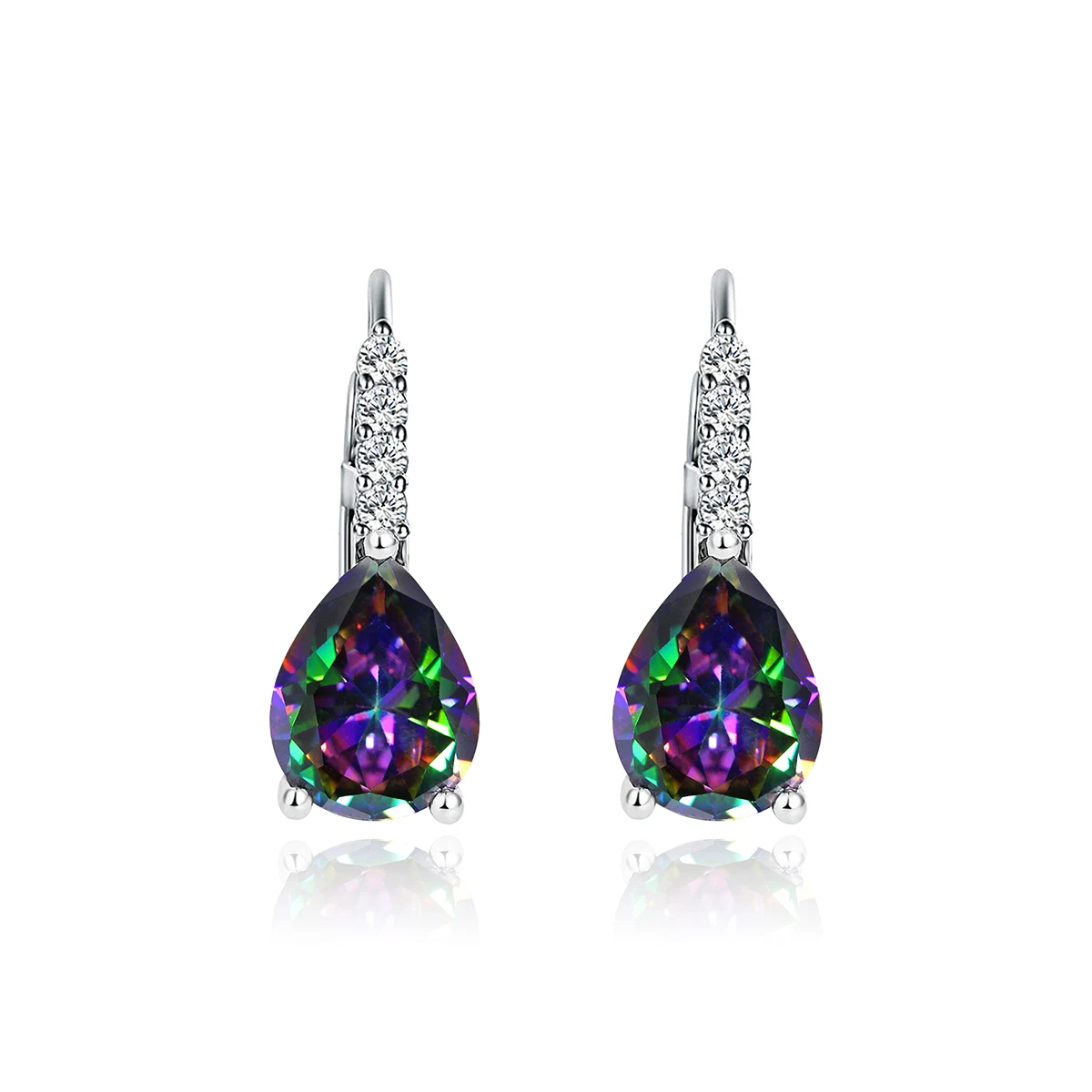 Droplet Pear-shaped Ear Hooks Fashion Color Zirconia Earrings Temperament Celebrity Hundred made by BlueOne Jewelry