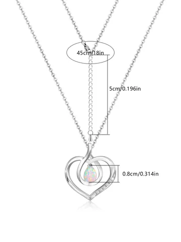 Eternal Heart Necklace Female Europe and the United States Opal Pendant Collarbone Chain - view 3