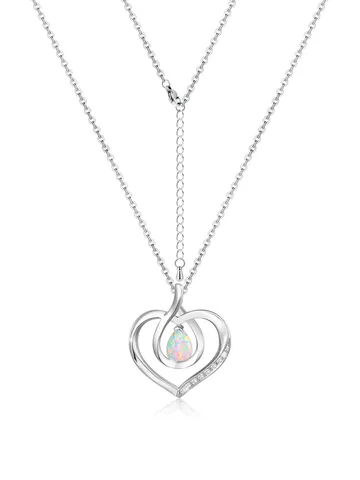 Eternal Heart Necklace Female Europe and the United States Opal Pendant Collarbone Chain - Plated Brass jewelry made by BlueOne Jewelry