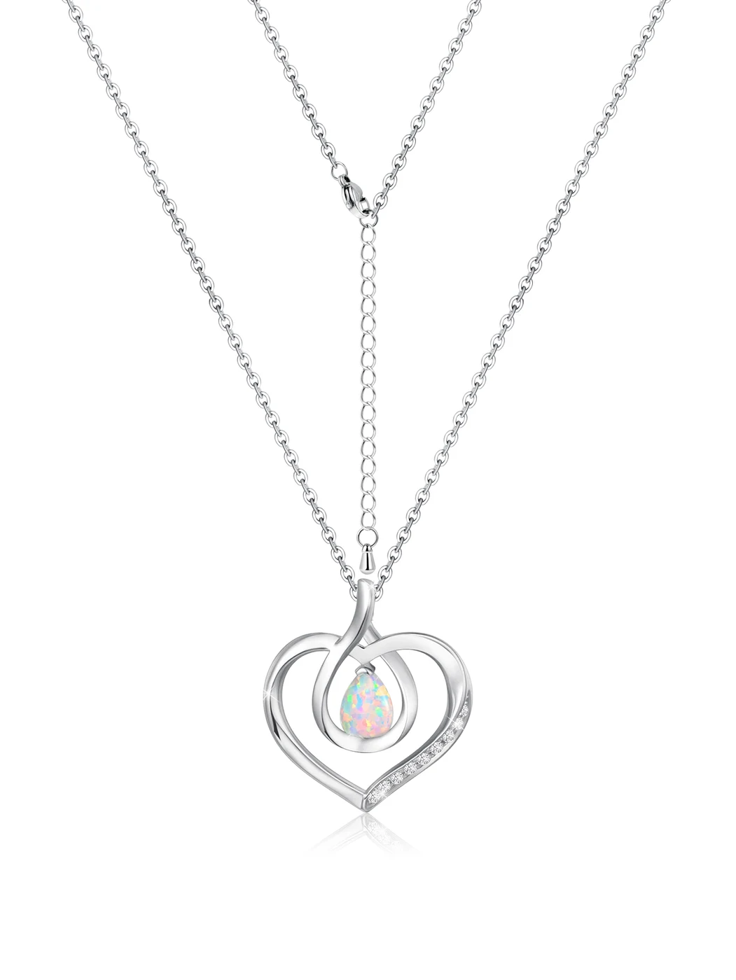 Eternal Heart Necklace Female Europe and the United States Opal Pendant Collarbone Chain made by BlueOne Jewelry
