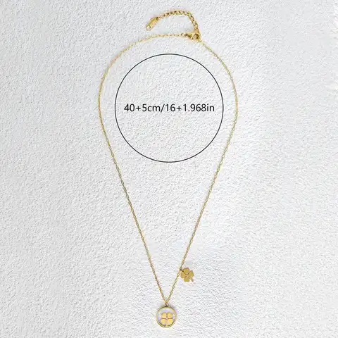 Europe and the United States Fashion Simple White Shell Titanium Steel Necklace - view 3
