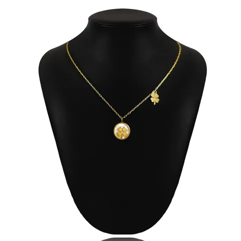 Europe and the United States Fashion Simple White Shell Titanium Steel Necklace - view 2