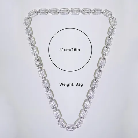 Fashion Hip Hop Cuban Chain Necklace White Gold Necklace for Men - view 3