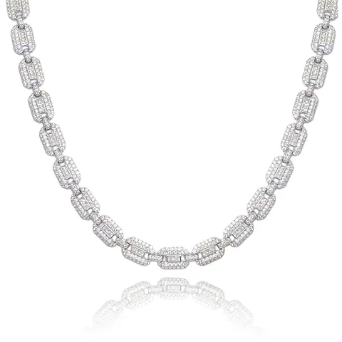 Fashion Hip Hop Cuban Chain Necklace White Gold Necklace for Men - Plated Brass jewelry made by BlueOne Jewelry