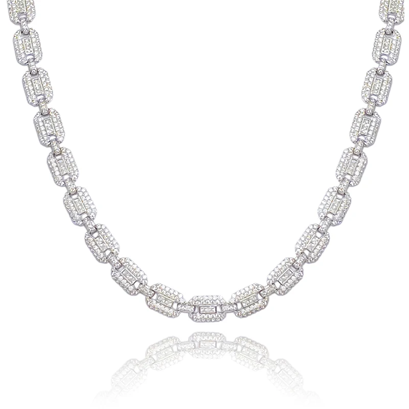 Fashion Hip Hop Cuban Chain Necklace White Gold Necklace for Men made by BlueOne Jewelry