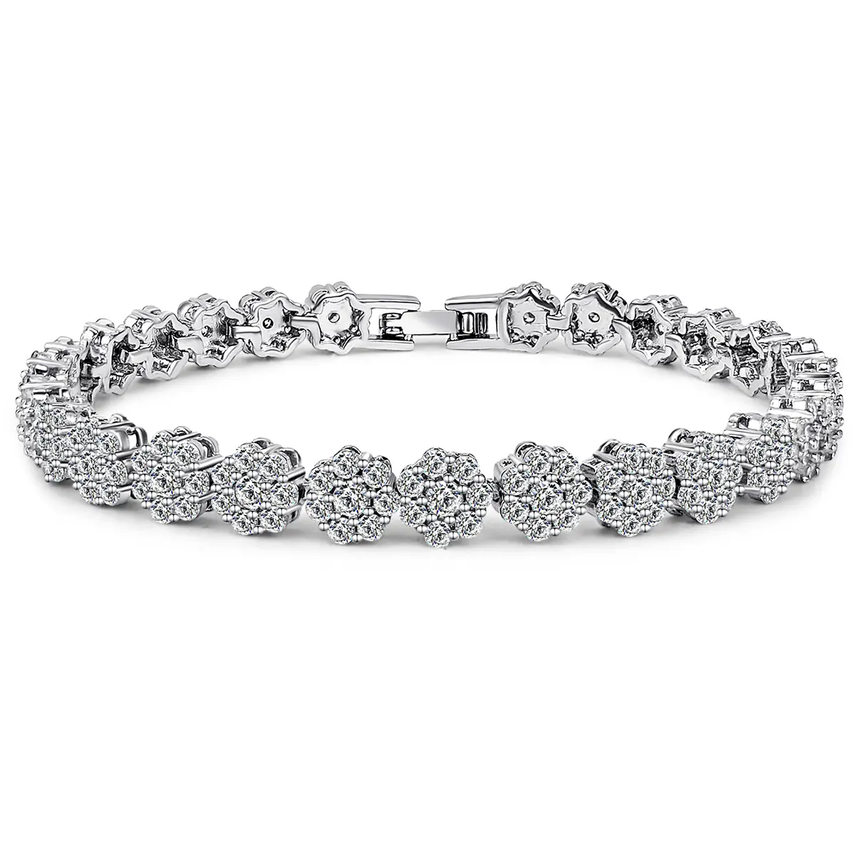 Full of Zirconia Bracelet Female Flower Chain Hand Jewelry made by BlueOne Jewelry