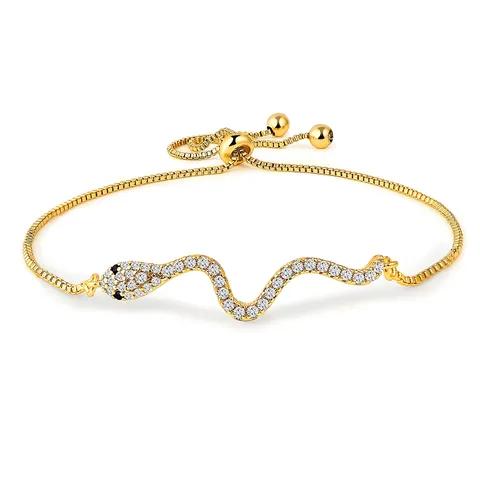 Hand Jewelry Ins Fashion Creative Micro-set Zirconia Snake Bracelet Adjustable Strings - Plated Brass jewelry made by BlueOne Jewelry