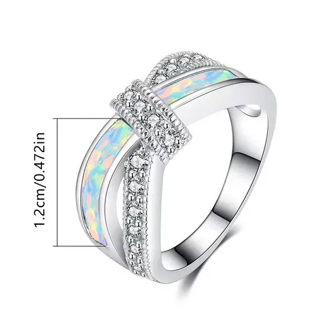 Jewelry White Gold Opal Cross Rings Europe and America Opal Jewelry - view 3