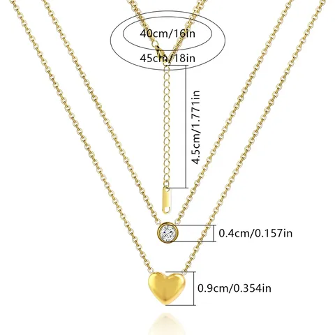 Korean Version of the Titanium Steel Necklace Female Gold Double Heart Collarbone Chain - view 3