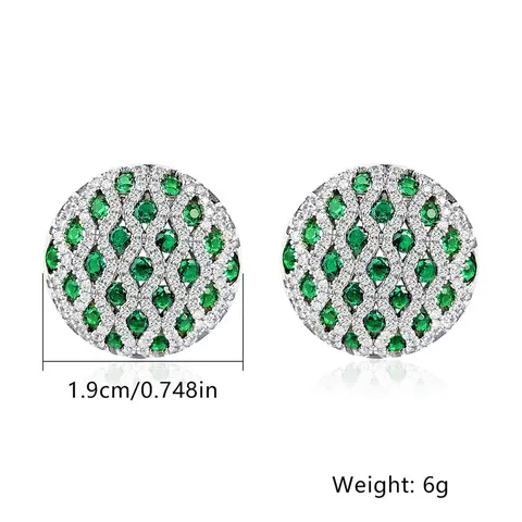 Models Versatile Niche Jewelry Simple Natural Earrings Full Green Zirconia Earrings - view 3