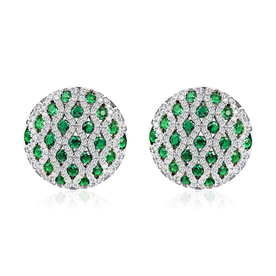 Models Versatile Niche Jewelry Simple Natural Earrings Full Green Zirconia Earrings made by BlueOne Jewelry