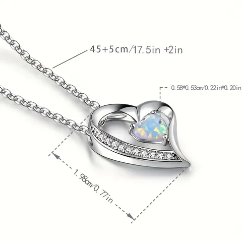 Opal Heart Pendant Collarbone Necklace Personalized Fashion Ladies Necklace Brass Plated Collarbone Chain - view 3