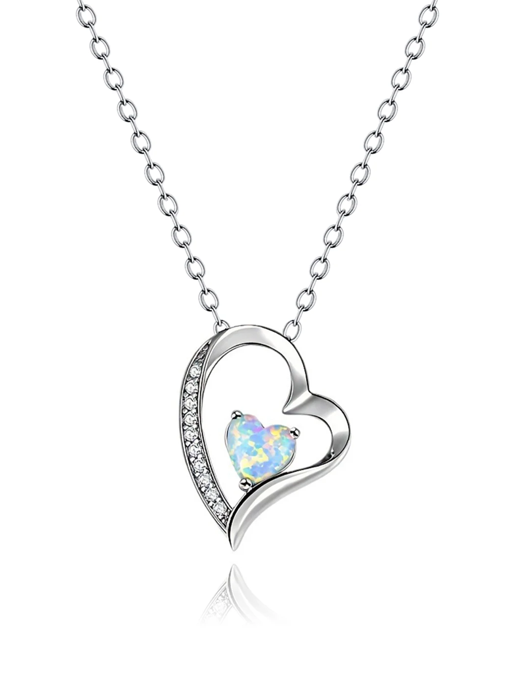 Opal Pendant Colorless Anti-allergy Collarbone Necklace Personalized Fashion Female Jewelry Opal Collarbone Chain made by BlueOne Jewelry