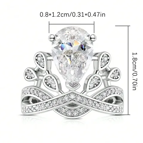 Pear-shaped Water Drop Personalized Crown Ring Female Fashion Shaped Diamond Ring - view 3