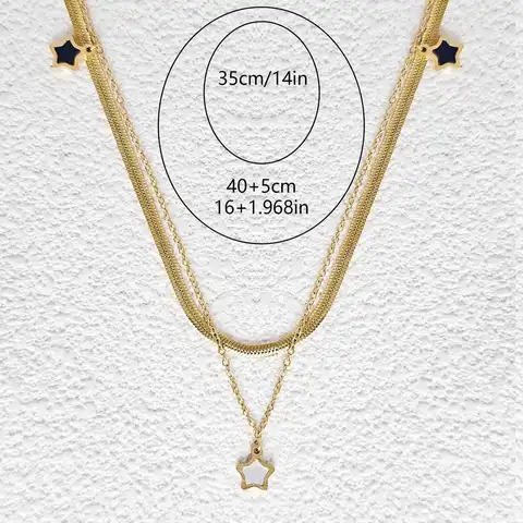 Pentagram Shell 14k Gold Necklace Female Light Luxury Senior Sense Ins Collarbone Chain - view 3